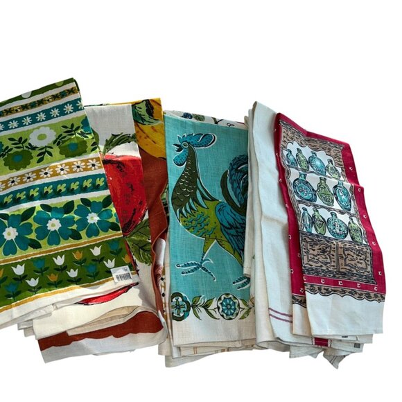 Vintage LINEN NEW golden yellow window pane plai tea dish towel - Picture 2 of 6